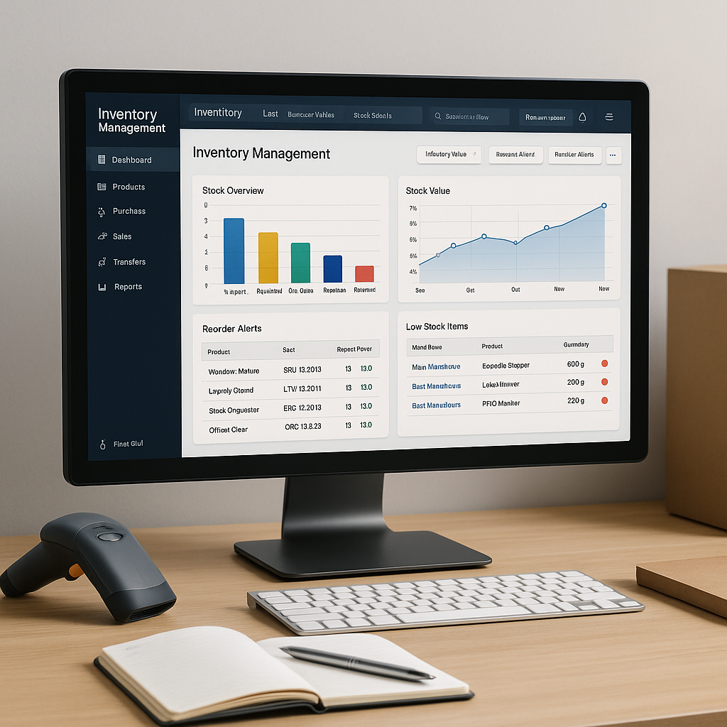 inventory management software dashboard illustration